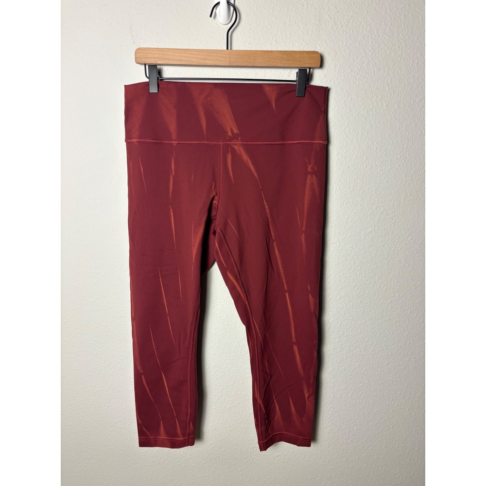 Lululemon Wunder Train High-Rise Crop 23 Sun Bleached Wash Red Merlot Size 14